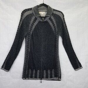 Indigenous Fair Trade Sweater Women's S Gray Zip Up Cardigan Organic Cotton Peru